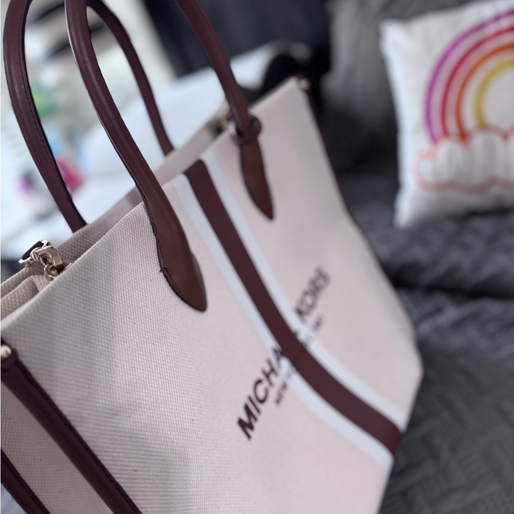 Michael Kors Beige and Brown Logo Tote